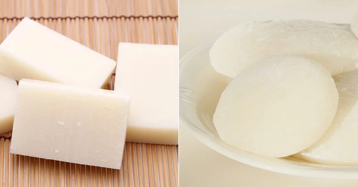 Square and round shape of Mochi